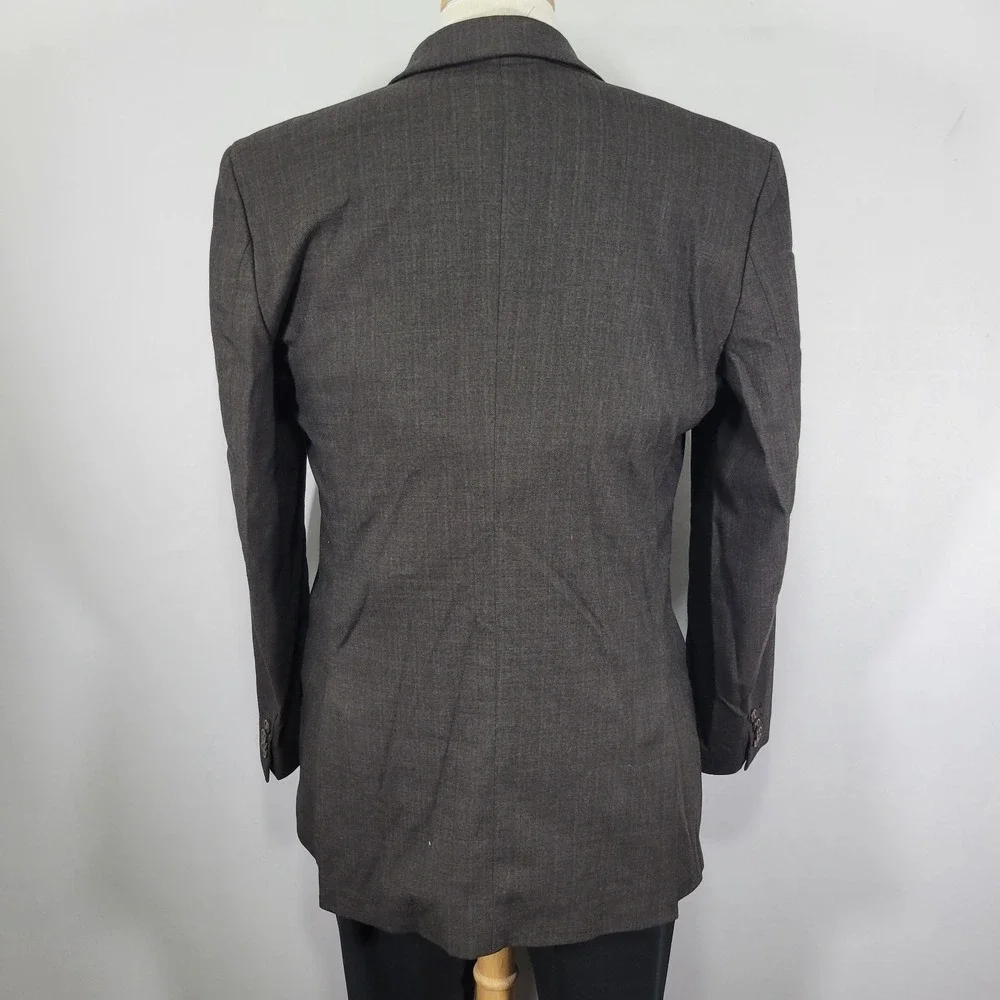 Banana Republic Mens Sport Coat Blazer Two Button Gray Poly Wool Herringbone 42R